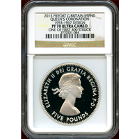 イギリス 2013 5ポンド 銀貨 ピエフォー エリザベス2世戴冠60年記念 NGC PF70UC