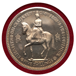 【SOLD】イギリス 1953年 エリザベス2世 戴冠記念 白銅貨 クラウン PR64CAM