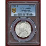 英領インド 1901B ルピー 銀貨 ヴィクトリア女王 PCGS MS63