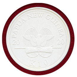 【SOLD】パプアニューギニア 2020年 10キナ 銀貨 極楽鳥 PCGS PR70Matte