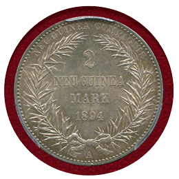 【SOLD】独領ニューギニア 1894A 2マルク 銀貨 極楽鳥 PCGS MS64