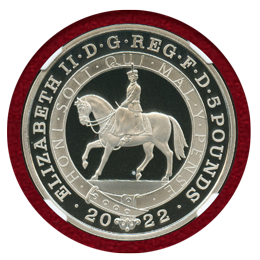 イギリス 2022年 5ポンド 銀貨 エリザベス2世在位70周年記念 NGC PF70UC ER