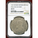 スペイン領オランダ ブラバント公国 1557年 エキュ銀貨 フィリップ2世 AU53