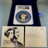 イギリス 2019年 ￡10(5oz) 銀貨 ヴィクトリア生誕200年 NGC PF69UC