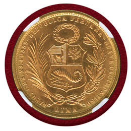 ペルー 1967年 50ソル 金貨 女神座像 NGC MS66
