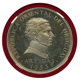 ウルグアイ 1953年 試作(MODEL)ペソ銀貨 メダリックイシュー NGC PF65CAMEO