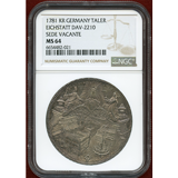 【SOLD】ドイツ アイヒシュテット 1781KR 都市景観 ターラー 銀貨 NGC MS64