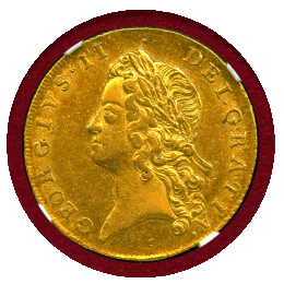 イギリス 1739年 2ギニー 金貨 ジョージ2世 ヤングヘッド NGC AU58