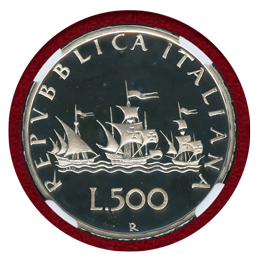 イタリア 1986R 500リレ プルーフ銀貨 NGC PF68UC