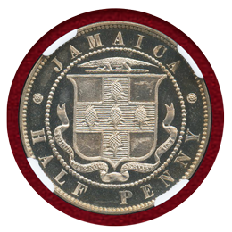 英領ジャマイカ 1869年 1/2ペニー 白銅貨 ヴィクトリア女王 NGC PF64CAMEO