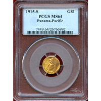 【SOLD】アメリカ 1915S $1 金貨 パナマパシフィック博覧会 PCGS MS64