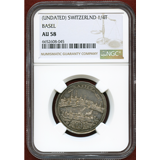 スイス バーゼル ND(1700-1740) 1/4ターラー 銀貨 都市景観 NGC AU58
