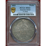 神聖ローマ帝国  ドイツ騎士団 1603年 ターラー 銀貨 PCGS MS62