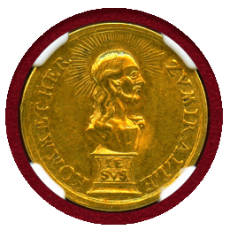 ドイツ ニュルンベルク 18世紀頃 金メダル(ダカット) キリストと神の子羊 NGC AU53