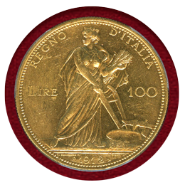 【SOLD】イタリア 1912R 100リレ 金貨 豊穣の女神 PCGS MS62