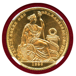 ペルー 1956年 20ソル 金貨 女神座像 NGC MS65