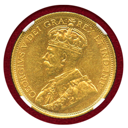 カナダ 1912年 5ドル金貨 ジョージ5世 NGC AU55
