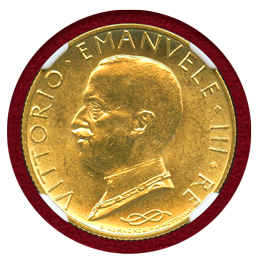 イタリア 1931R(IX) 100リレ 金貨 船首に立つ女神 NGC MS63