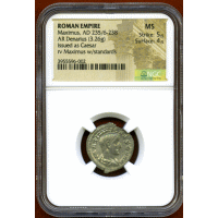 ローマ帝国 235/6-238年 デナリウス 銀貨 マクシムス NGC MS