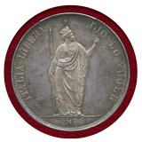 イタリア  ロンバルディア 1848年 5リレ銀貨 PCGS MS62