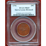 シエラレオネ 1791年 20セント 銅貨 ライオン PCGS PR65