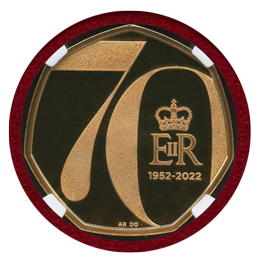 イギリス 2022年 50ペンス金貨  QE プラチナムジュビリー NGC PF70UC