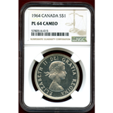 カナダ 1964年 1ドル銀貨 シャーロットタウン会議100周年 NGC PL64CAM