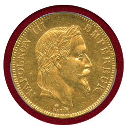 フランス 1866A 100フラン 金貨 ナポレオン3世有冠 PCGS AU58