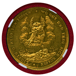 【SOLD】ハンブルク 1679年 1/2ポルトガレッサー(5ダカット) 金メダル 女神 MS62
