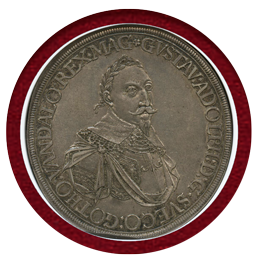ドイツ アウクスブルク 1632年 ターラー 銀貨 グスタフ2世アドルフ NGC AU55