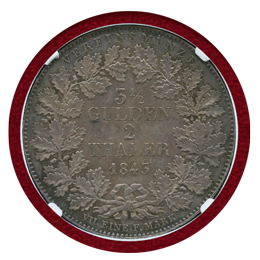 ドイツ 1843年 2ターラー 銀貨 フランクフルト都市景観 NGC AU58
