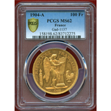 フランス 1904A 100フラン 金貨 エンジェル立像 PCGS MS62