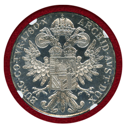 オーストリア (1780) ターラー 銀貨 マリアテレジア リストライク NGC PF68CAMEO