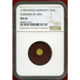 ドイツ ニュルンベルク ND(1700) 1/16 ラムダカット 金貨 神の子羊 MS66