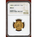 イギリス 1888年 ソブリン 金貨 ヴィクトリア ジュビリーヘッド NGC MS61
