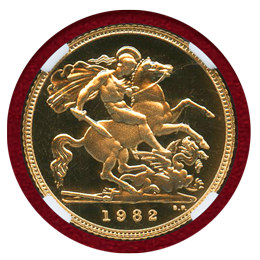 イギリス 1982年 1/2Sov 金貨 エリザベス2世 NGC PF70UC