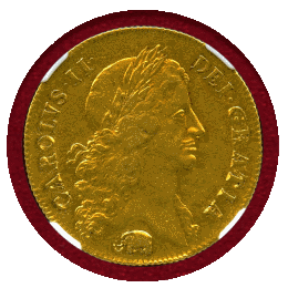 【SOLD】イギリス 1664年 2ギニー 金貨 チャールズ2世 エレファント NGC AU55