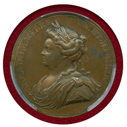 【SOLD】イギリス 1713年 銅メダル アン女王 ユトレヒト条約締結記念 PCGS SP63