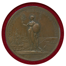 【SOLD】イギリス 1713年 銅メダル アン女王 ユトレヒト条約締結記念 PCGS SP63