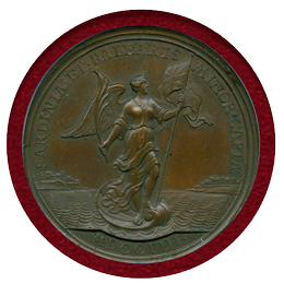 【SOLD】イギリス 1708年 銅メダル アン女王 サルディーニャ島侵攻記念 PCGS SP64
