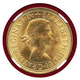 イギリス 1967年 ソブリン 金貨 エリザベス2世 NGC MS66