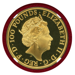 イギリス 2017年 £100 クイーンズビースト ライオン NGC PF70UC
