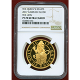 イギリス 2017年 £100 クイーンズビースト ライオン NGC PF70UC