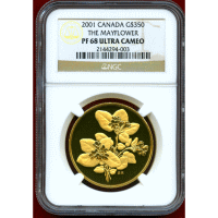 カナダ 2001年 350ドル 金貨 メイフラワー NGC PF68UC