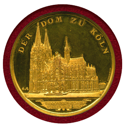 【SOLD】ドイツ 1880年 ケルン大聖堂完成記念 銅メダル ギルト NGC MS62