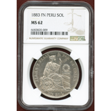 【SOLD】ペルー 1883 FN  ソル銀貨 女神座像 NGC MS62