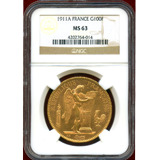 【SOLD】フランス 1911A 100フラン金貨 エンジェル立像 NGC MS63