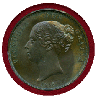 【SOLD】イギリス 1855年 ペニー 銅貨 ヴィクトリア ヤングヘッド PCGS MS65BN
