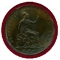 【SOLD】イギリス 1855年 ペニー 銅貨 ヴィクトリア ヤングヘッド PCGS MS65BN
