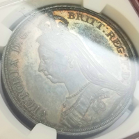 イギリス 1887年 クラウン 銀貨 ヴィクトリア ジュビリーヘッド NGC MS63